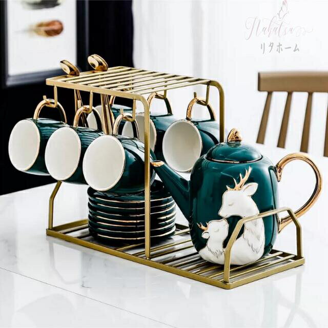 樂天商城 - A004324西洋ティー・コーヒーカップセット カップ＆ソーサー6客セット 陶磁器ティーセット