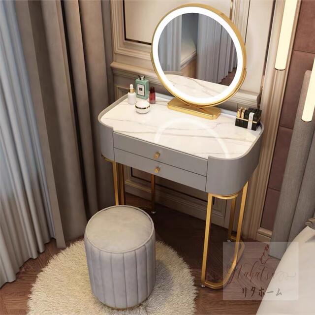 商品説明 ドレッサー：幅60 ×奥行き40×高さ75（cm）ミラー：幅48 ×高さ45イス：幅 40 × 奥行き40 x 高さ44☆☆★★★★★★★★★★★★★☆☆ ◆お客様のご覧になっているモニター等により多少色が異なる場合がございます。...