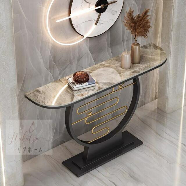 A004527高級サイドテーブル 人造大理石コンソールテーブル 玄関テーブル 花台 電話台