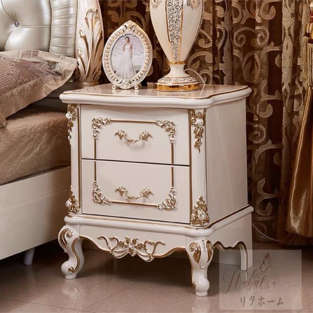 ベッドサイドテーブル ロココ調 置台 サイドテーブル ナイトテーブル