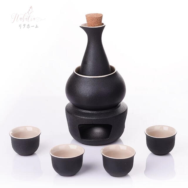 工藝品, 民藝品 - A004765酒器7点セット 陶器 酒燗器付き 徳利 熱燗 冷酒 高級感 清酒用 酒器セット