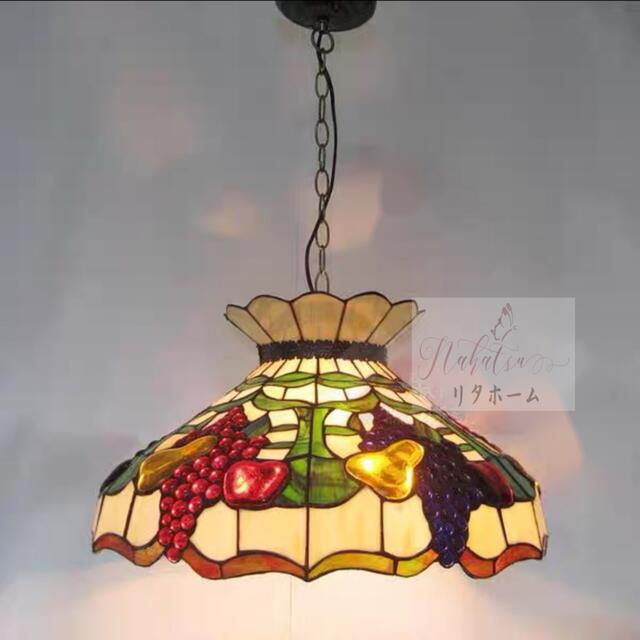 A004797高級ステンドグラス.ペンダントライト豪華天井照明ステンドグラスランプガラス工芸品 電源直結タイプ