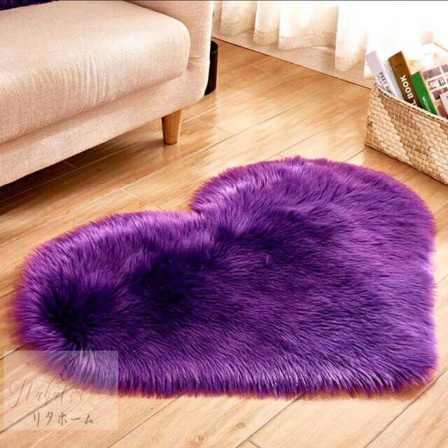 A004810洗えるハートラグ 70x90ラグ マット ふわふわ サラサラ ホットカーペット