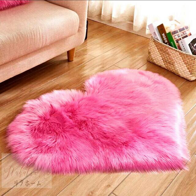 A004813洗えるハートラグ 70x90ラグ マット ふわふわ サラサラ ホットカーペット