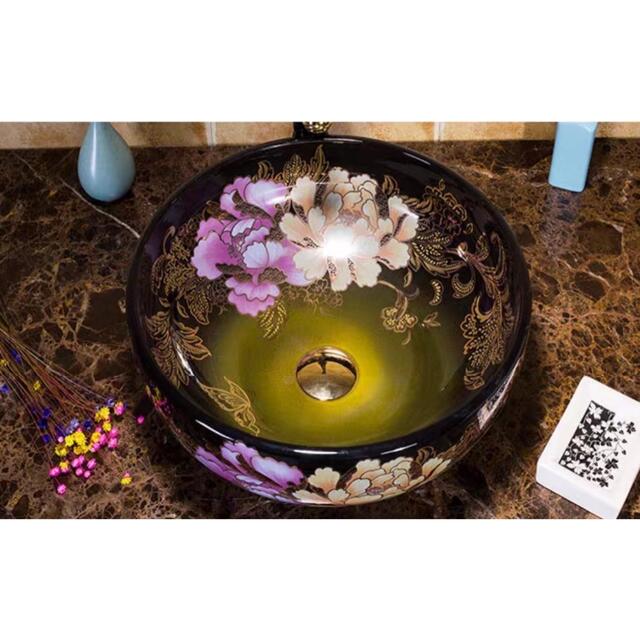 A004865高級洗面台 洗面ボウルセット 洗面ボール 手洗い鉢 洗面器 蛇口 排水金具付き [3]