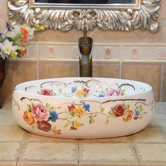 A004876高級洗面台 洗面ボウルセット 洗面ボール 手洗い鉢 洗面器 蛇口 排水金具付き [3]