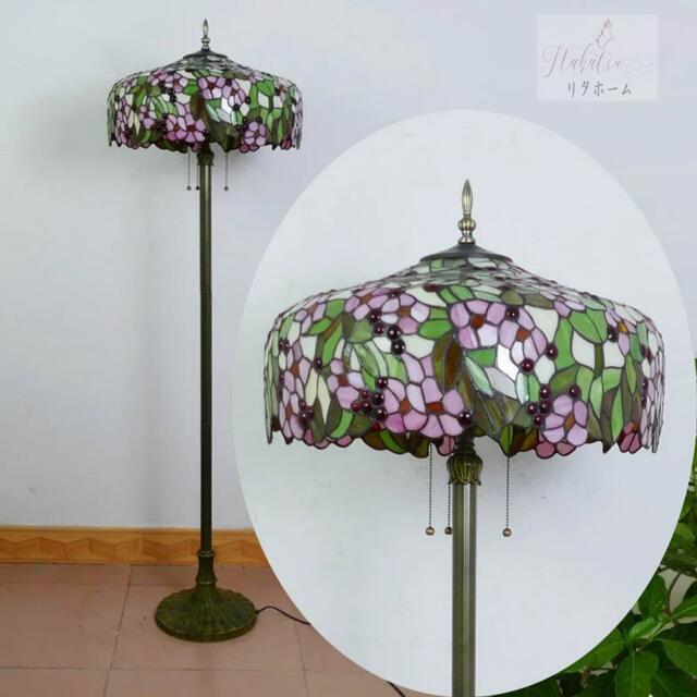 A004974ステンドグラスフロアライト ．間接照明 フロアスタンド 豪華ステンドグラスランプ
