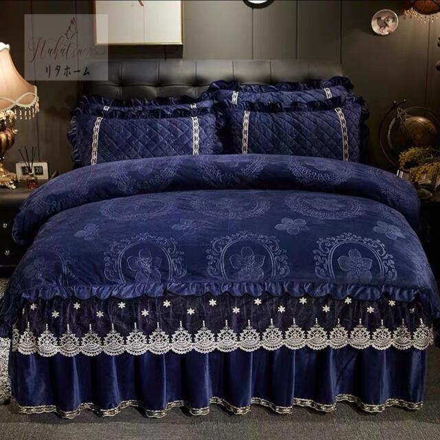 A005080ワイドダブル ベッド用品4点セット ．寝具 ボックスシーツ枕カバー掛け布団カバー