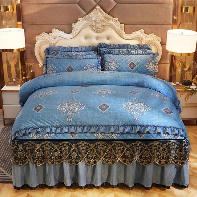 A005196ベッド用品4点セット掛け布団カバー 枕カバー ベッドパッド ワイドダブルサイズ