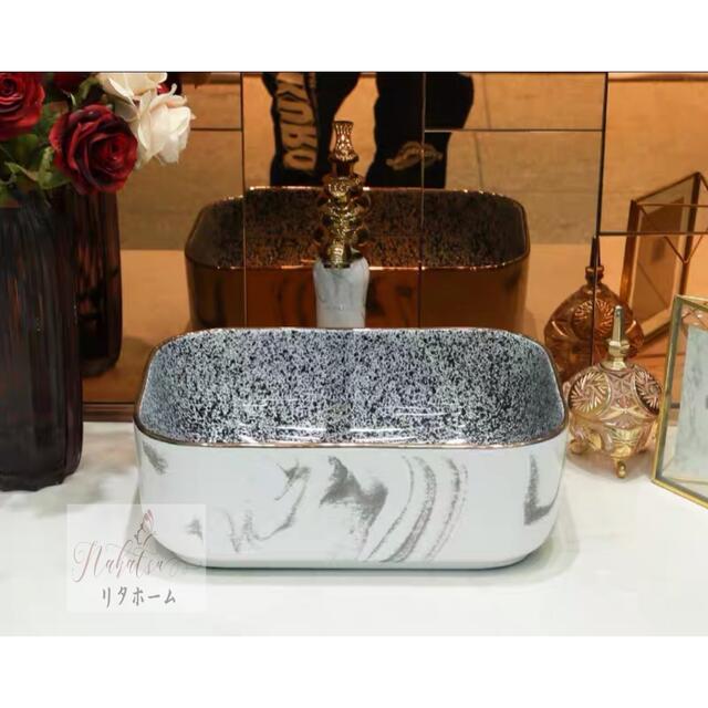 A005502高級洗面台 洗面ボウルセット洗面ボール 陶器 手水鉢 手洗器蛇口 排水金具付き