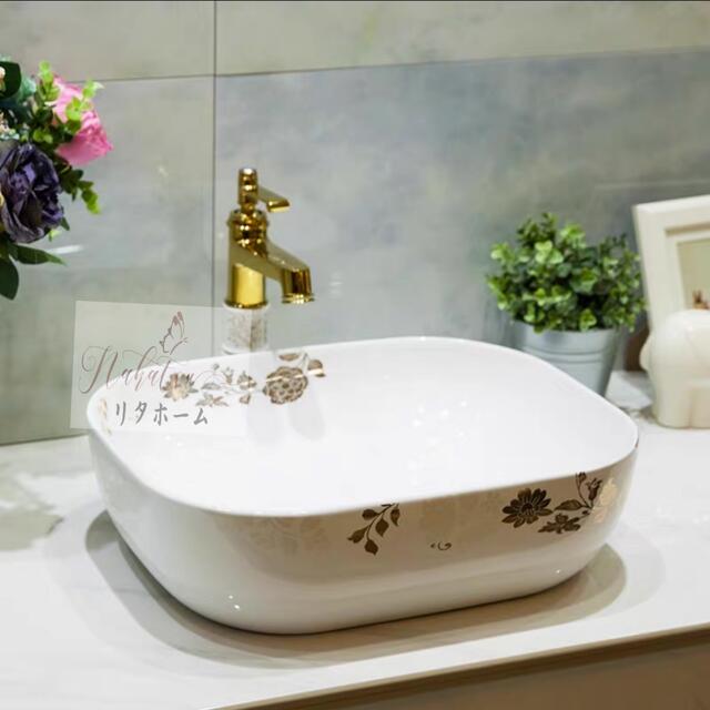 A005624高級洗面台 洗面ボウルセット洗面ボール 陶器 手水鉢 手洗器蛇口 排水金具付き