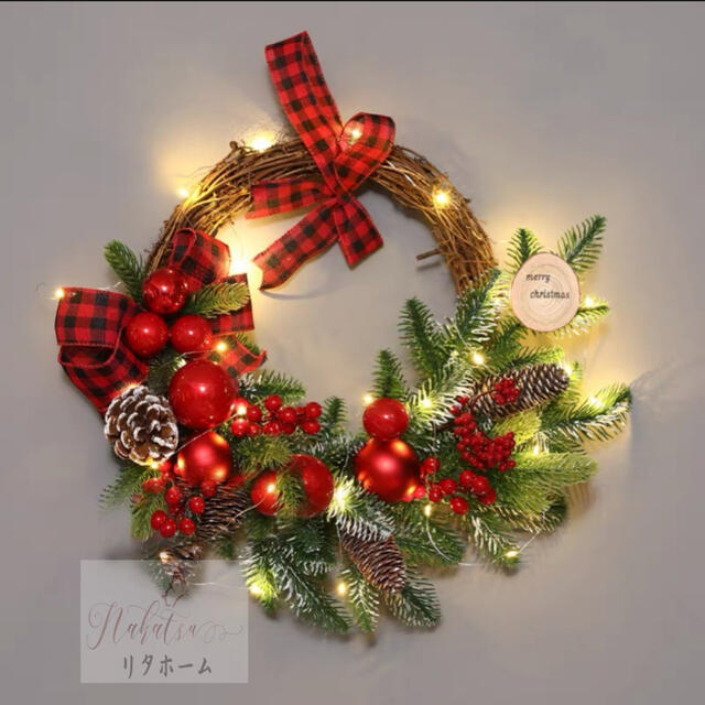 A005660クリスマスリース クリスマス花輪 ドアリース 壁飾り 人工造花 デラックスリース