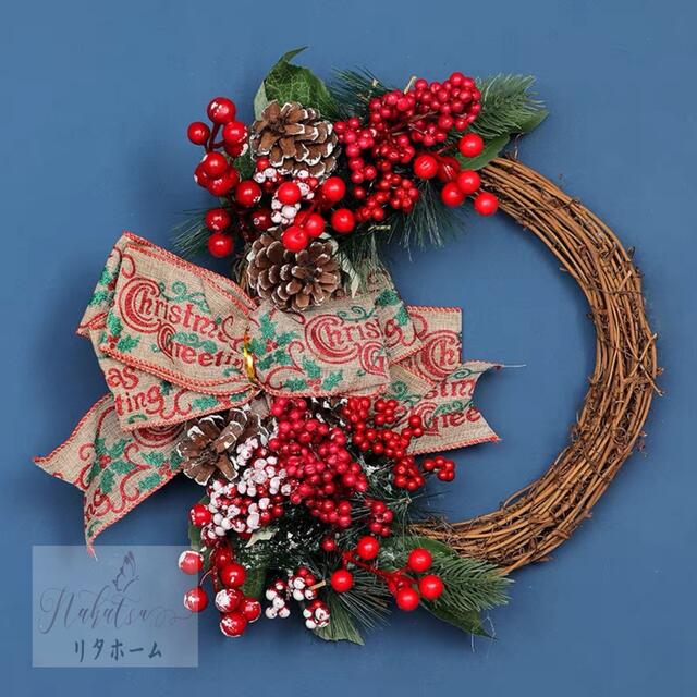 A005662クリスマスリース クリスマス花輪 ドアリース 壁飾り 人工造花 デラックスリース