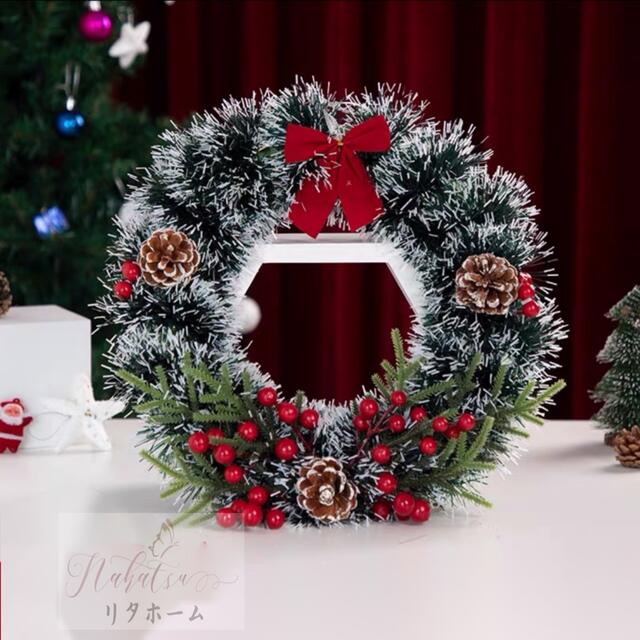 A005673クリスマスリース クリスマス花輪 ドアリース 壁飾り 人工造花 デラックスリース