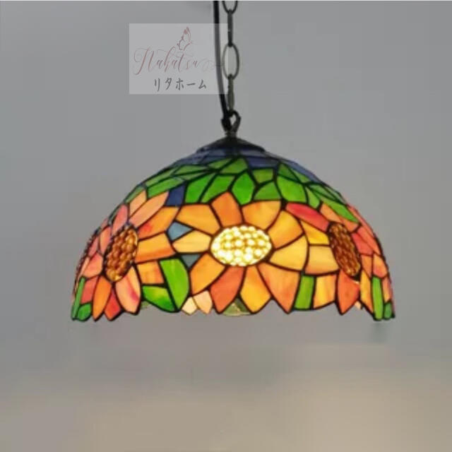 A005751ステンドグラス ペンダントライト 豪華天井照明ステンドグラスランプ ガラス工芸品 電源直結タイプ