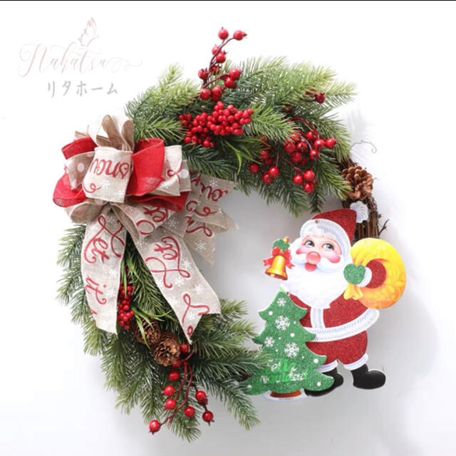 A006139クリスマスリース クリスマス花輪 ドアリース 壁飾り 人工造花 デラックスリース