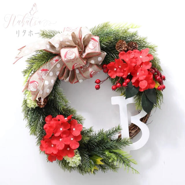 A006140クリスマスリース クリスマス花輪 ドアリース 壁飾り 人工造花 デラックスリース