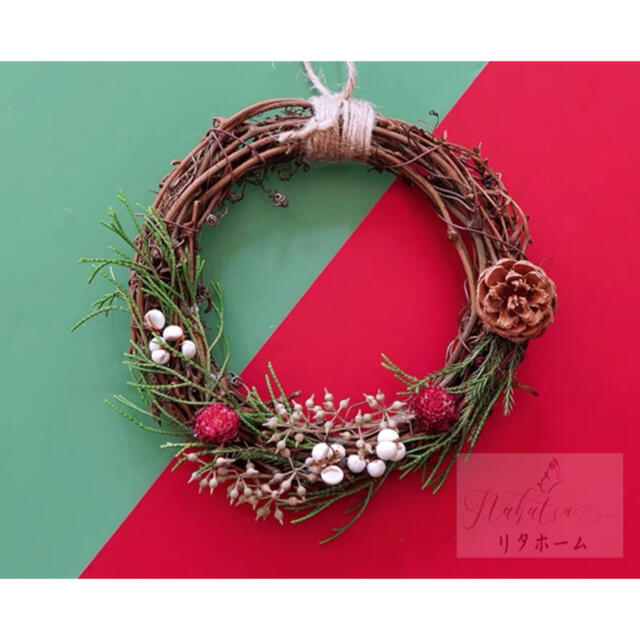 A006143クリスマスリース 手作り DIY材料 花輪 玄関飾り フラワーリース 造花