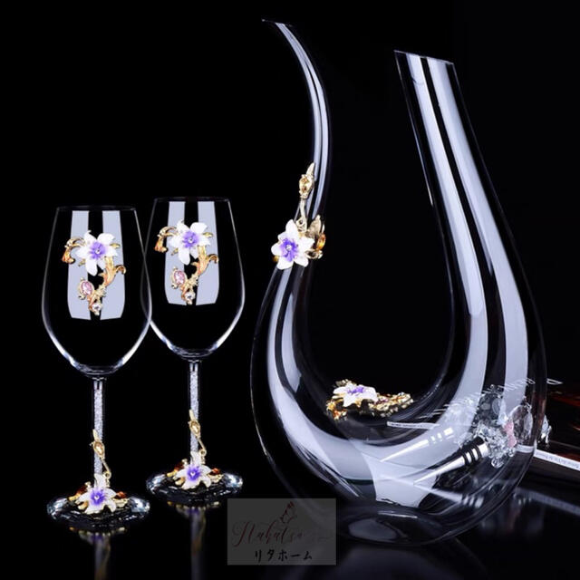 Rakuten - A006397高級ワイングラス ペア★ シャンパングラス　酒器5点セット キラキラ