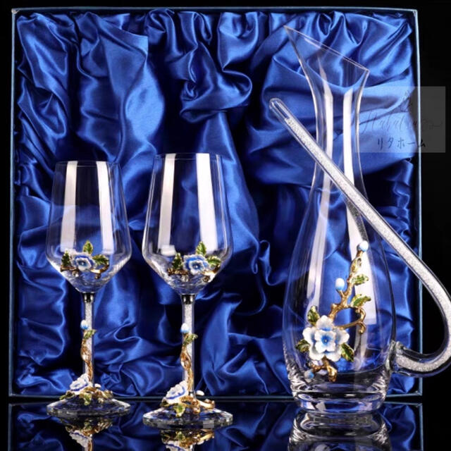 A006404高級ワイングラス ペア★ シャンパングラス　酒器3点セット キラキラ