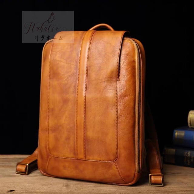 A006449多機能バッグ．高品質本革 手染め手縫い 牛革レザー ビジネス総本革リュックサック
