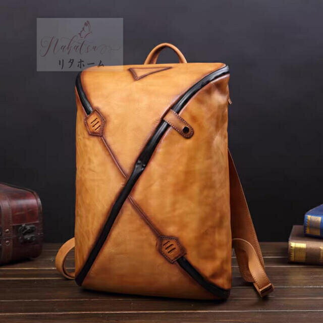 A006454多機能バッグ．高品質本革 手染め手縫い 牛革レザー ビジネス総本革リュックサック