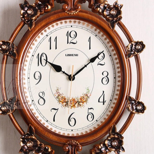 A006516インテリア 壁掛け時計 靜音 かけ時計 姫系雑貨 振り子時計 クロック花柄 [2]
