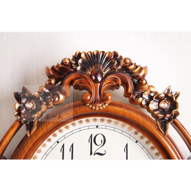 A006516インテリア 壁掛け時計 靜音 かけ時計 姫系雑貨 振り子時計 クロック花柄 [3]