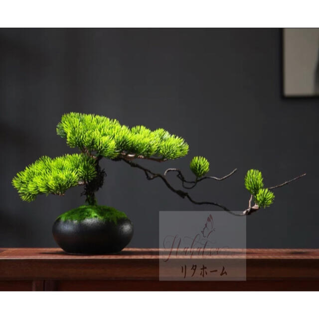 A006681インテリアグリーン 高級模造迎客盆栽 ．置物 禅意迎客盆栽装飾品 人工観葉植物