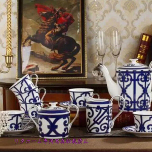 A006737西洋調ティーカップ セット 陶器 高級感 カップ＆ソーサー 6客コーヒーカップ