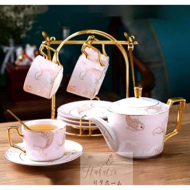 A006950西洋ティーコーヒーカップセット カップ＆ソーサー4客セット陶磁器ティーセット
