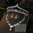 A006973ウェディング アクセサリー ティアラ+イヤリング+ネックレス .花嫁3点セット