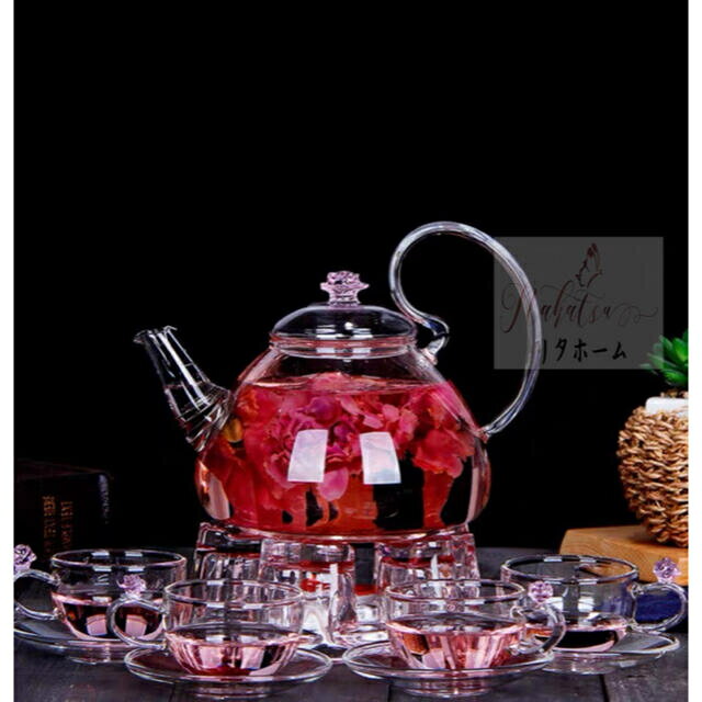 A007041西洋ティー・コーヒーカップセット ガラス製カップ＆ソーサー4客セット