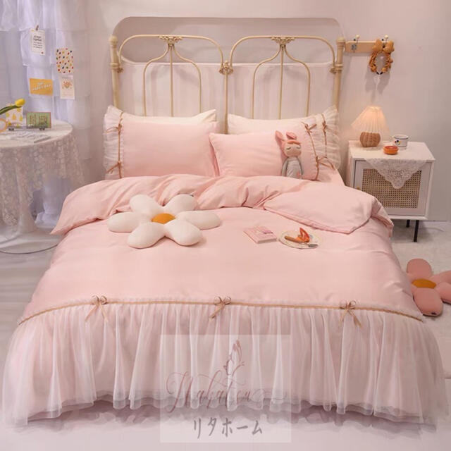 A007053ワイドダブル ベッド用品4点セット .寝具 枕カバー掛け布団カバー ベッドパッド
