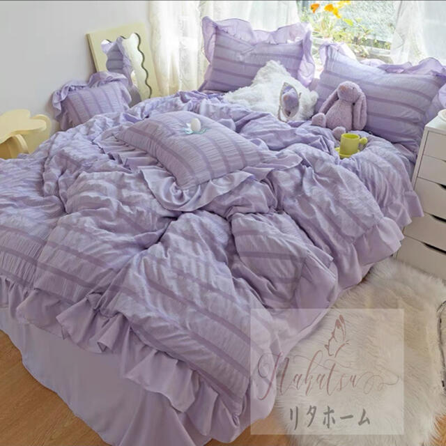 A007102ワイドダブル ベッド用品4点セット ．寝具 枕カバー掛け布団カバー ベッドパッド