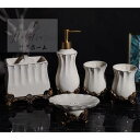 A007228高級ソープディッシュ サニタリー 洗面用具5点セット歯ブラシスタンド バス用品(3)