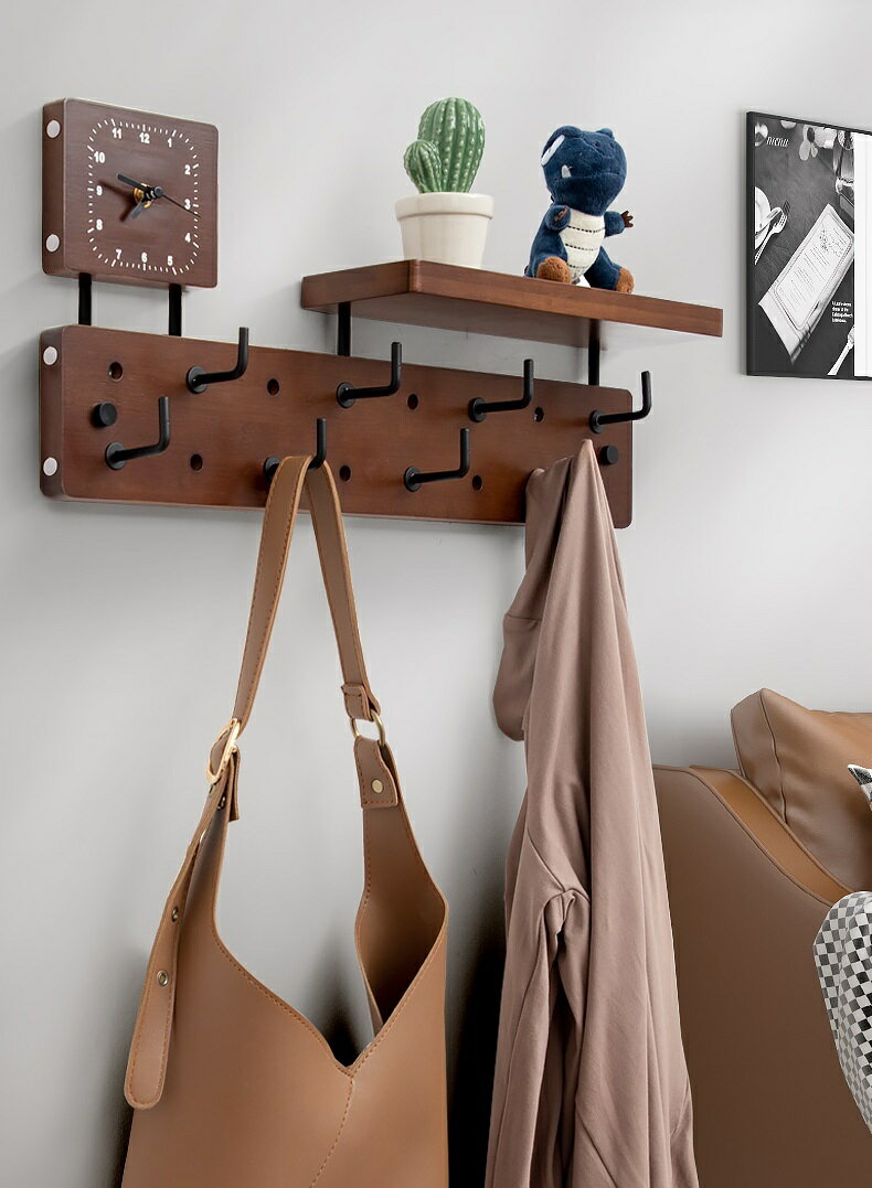 A051427H38-1ハンガー 玄関収納 壁掛けフック コートハンガー コート掛け 帽子掛け カバン掛け 玄関 diy壁面収納 装飾ウォールフック 時計