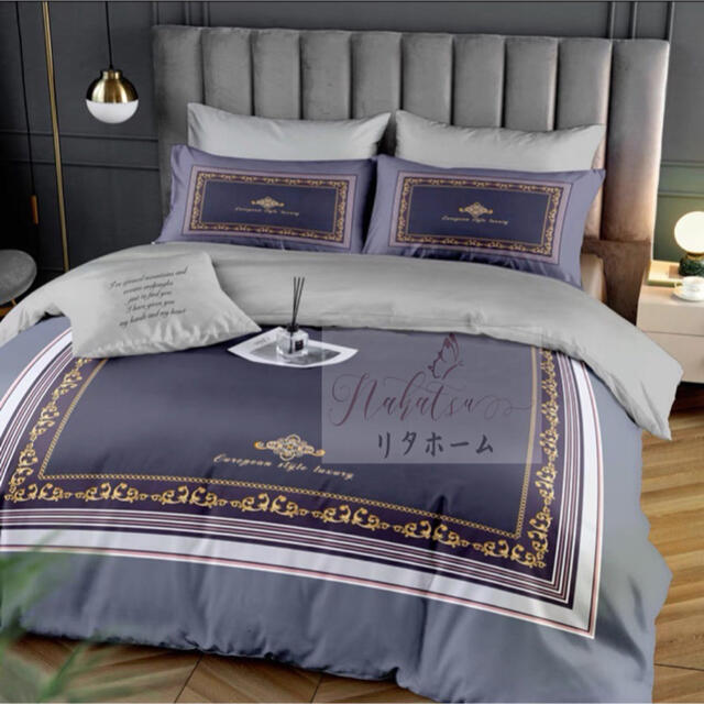 A007326ダブルベッド用品4点セット ．寝具 枕カバー掛け布団カバー ベッドパッド 夏用