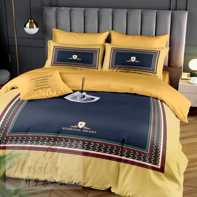 A007329ダブルベッド用品4点セット ．寝具 枕カバー掛け布団カバー ベッドパッド　夏用