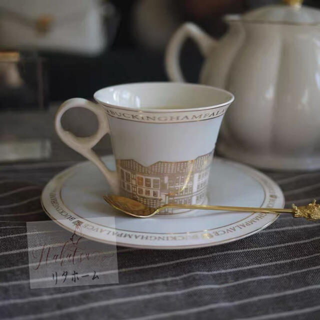 A007359ティー・コーヒーカップセット カップ＆ソーサー4客セット 陶磁器ティーセット