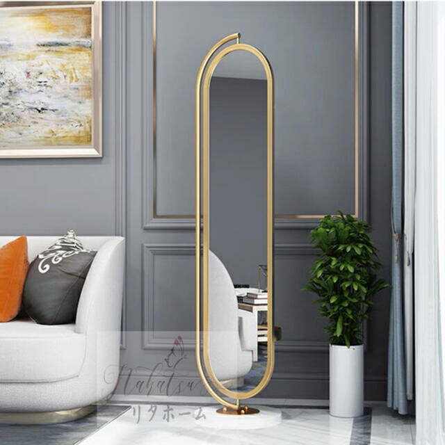 A007429ハンガーラック 鏡 ミラー 洋服掛け 全身鏡 姿見鏡 立てかけミラー 全身ミラー ハンガー付ミラー [2]