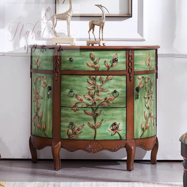 A007551高級サイドテーブル コンソールテーブル 玄関テーブル 電話台 アンティーク調