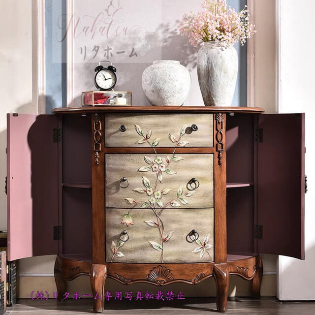 A007553高級サイドテーブル コンソールテーブル 玄関テーブル 電話台 アンティーク調