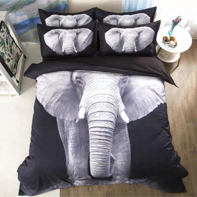 A020583ワイドダブル ベッド用品4点セット 寝具 ボックスシーツ　枕カバー掛け布団カバー