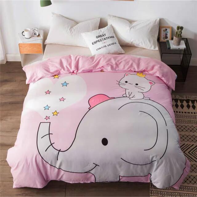 A020588ワイドダブル ベッド用品4点セット 寝具 ボックスシーツ　枕カバー掛け布団カバー