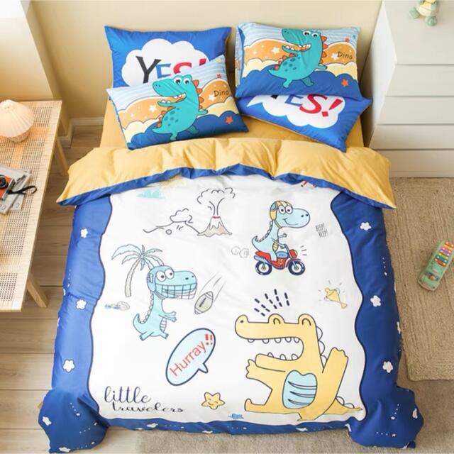 A020590ワイドダブル ベッド用品4点セット 寝具 ボックスシーツ　枕カバー掛け布団カバー