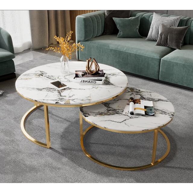 A057943高級寝室用テーブル 人造大理石ローテーブル センターテーブル サイドテーブル