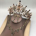 A058086ウェディング 花嫁3点セット .アクセサリー ティアラ+イヤリング+ネックレス