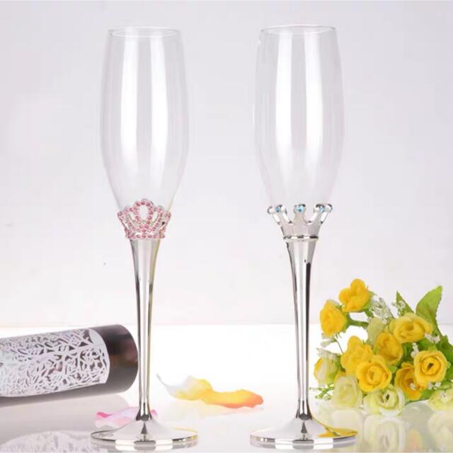 A058116上品ワイングラス ペア★レア 豪華カップ シャンパン グラス キラキラ