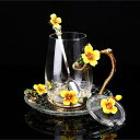A058230花柄ガラス製 ティーカップ 1客セット食器 コーヒーカップ 豪華カップセット